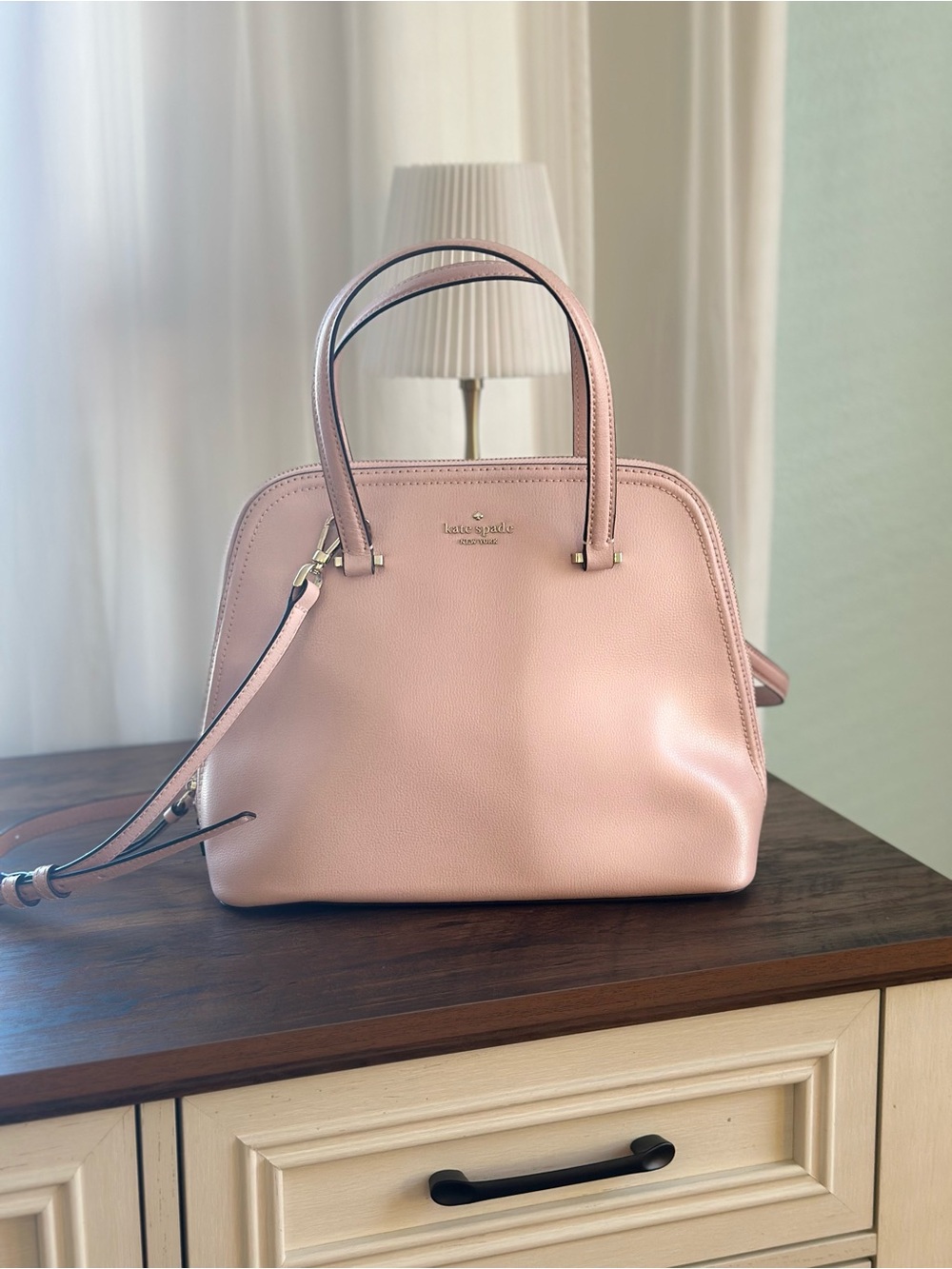 kate spade Blush Pink Leather Satchel with Removable Strap